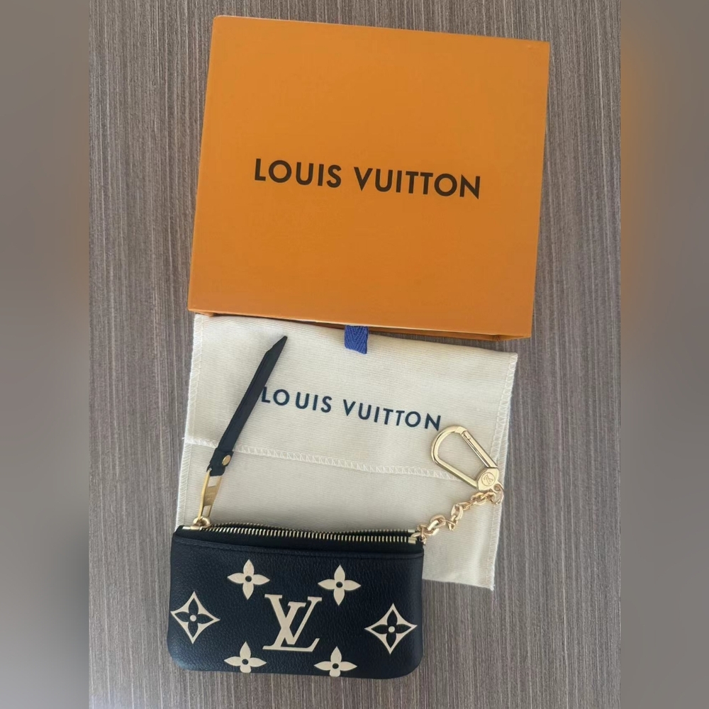 Louis Vuitton Black & Cream Mini Pouch Keychain